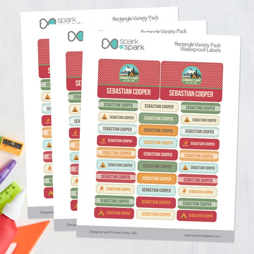 Live, Love, Camp Red Waterproof Labels