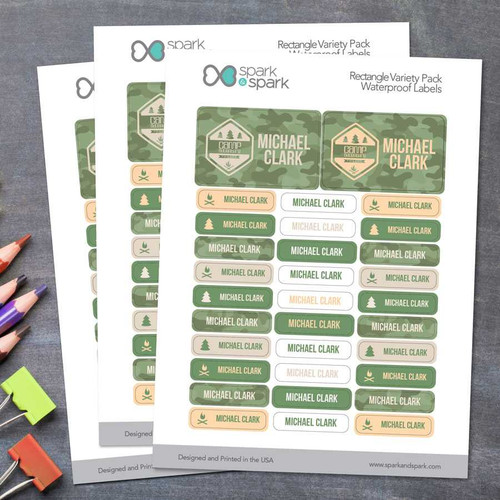 Camouflage Camp Green Waterproof Labels