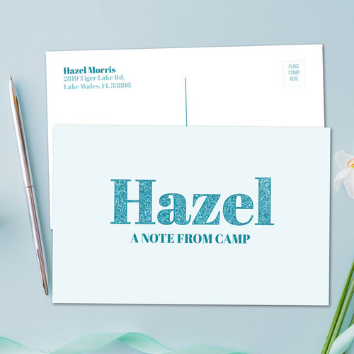 Glitter Blue Name Postcards