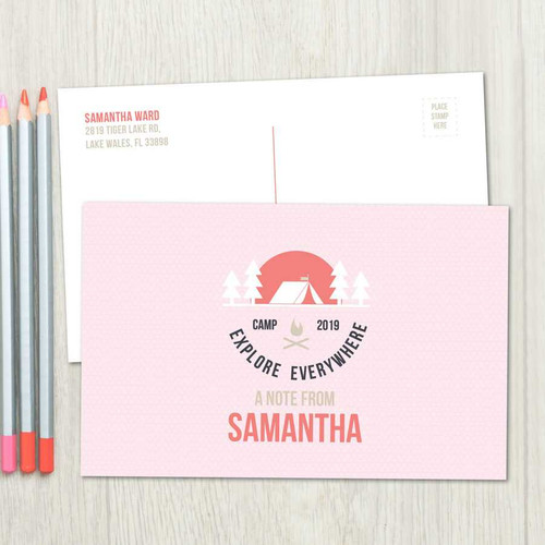 Explore Everywhere Pink Postcards