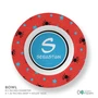 Spark & Spark Fun Spider Web Kids Placemats, children's round placemat featuring a Halloween spider web design with black spiders, blue stars, and a personalized name 'Sebastian' in the center.