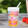 Spark & Spark Ballerina Studio Toddler Cup, a children's plastic tumbler featuring a ballerina girl illustration with pink and white colors, straw, and a secure lid.