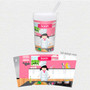Spark & Spark A Girl Chef's Taste Toddler Cup, personalized with the name Sarah, featuring a cute girl chef design on a pink kitchen-themed background.