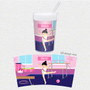 Spark & Spark Cute Gymnast Girl Toddler Cup featuring a colorful design of a young girl gymnast performing a split jump with a pink and blue background, ideal for young children.