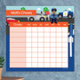 Spark & Spark Police On Duty Chore Chart, colorful chore chart featuring police-themed design with parking lot, police car, and a police officer illustration for children to track chores.