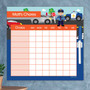 Spark & Spark Police On Duty Chore Chart, a colorful kids chore chart featuring police theme with a police officer, police cars, and a stop sign at the top.
