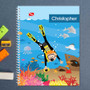 Spark & Spark Under the Sea Boy Kids Notebook, colorful underwater scene with a boy diver swimming among fish, coral, and sea creatures.