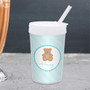 Spark & Spark Cute Blue Teddy Bear Toddler Cup, a light blue and white toddler cup with a teddy bear design and the name Henry on it.