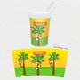 Spark & Spark Monkeys In The Jungle Toddler Cup, colorful kid's plastic cup with jungle monkey and palm tree design.