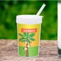 Spark & Spark Monkeys In The Jungle Toddler Cup, colorful plastic cup with a jungle tree and monkey illustration, white lid, and straw for young children.