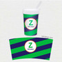 Spark & Spark Fun Initials Green Toddler Cup, personalized with the letter Z and the name Zachary, featuring a green, navy blue, and white design with a straw.