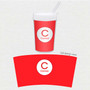 Spark & Spark A Linen Red Letter Toddler Cup, red cup with white lid and straw, featuring a customizable white circle with a red letter and name inside.