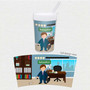 Spark & Spark A Boy Crunching Numbers Toddler Cup, a children's cup featuring a cartoon boy in a suit with a desk and computer, personalized with the name Sebastian.