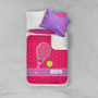 Spark & Spark Tennis Fan Girl Sherpa Blanket, personalized with name Jordyn, featuring a pink background with tennis racket and ball graphic.