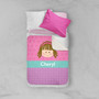 Spark & Spark Just Like Me Girl Pink Sherpa Blanket, children's personalized pink sherpa blanket with a graphic of a girl's face and the name Cheryl.