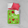 Spark & Spark Curious Lady Bug Sherpa Blanket, personalized green blanket with lady bugs and flowers, featuring the name Kaithlyn printed on it.