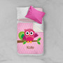 Spark & Spark Pink Owl Be Yours Sherpa Blanket, pink blanket with a cute owl design and personalized name 'Kate' on it.