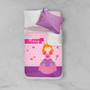 Spark & Spark Cute Princess Sherpa Blanket, pink children's blanket with a princess illustration and personalized name 'Mary'.