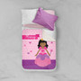 Spark & Spark Cute Princess Sherpa Blanket, children's pink princess-themed bed blanket with a cartoon princess girl design and personalized name 'Mary'.