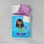 Spark & Spark Cute Mermaid Sherpa Blanket featuring a personalized design of a mermaid named Stella, with vibrant colors, ocean theme, and soft plush material.