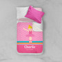 Spark & Spark Sweet Ballerina Sherpa Blanket, pink blanket with a ballerina girl design and personalized name 'Charlie' on it.