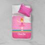 Spark & Spark Sweet Ballerina Sherpa Blanket, pink and white blanket featuring a ballerina illustration and personalized with the name Charlie