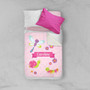 Spark & Spark Three Sweet Little Bugs Sherpa Blanket, pink kids' blanket with colorful bug and flower prints, personalized with the name Caroline.