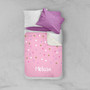 Spark & Spark Sweet Glitter Dots Sherpa Blanket, pink blanket with multicolored glitter dots and personalized name 'Melissa' embroidered at the corner.