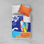 Spark & Spark Surf The Waves Sherpa Blanket, colorful surfboards and ocean waves design with a personalized name 'GREGORY' on the blanket.