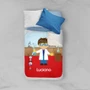 Spark & Spark Cool Scientist Boy Sherpa Blanket, children's bed blanket with a fun scientist graphic and personalized name Luciano.