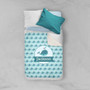 Spark & Spark Sweet Little Blue Whale Pattern Sherpa Blanket, a soft baby blanket with a adorable blue whale design and customizable name 'Jackson' on it.