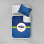 Spark & Spark Airplane Ride Pattern Sherpa Blanket, blue sherpa blanket with airplane design and a customizable name 'Owen' on it, for children's bedroom decor.