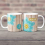Spark & Spark Rustic Flower Ceramic Mug, personalized with a large blue floral design and name tag.
