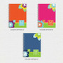 SparkGreetings® Modern Blooms Writing Journal, colorful floral cover design in three options with spiral binding and personalized initial 'M'