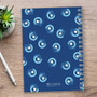 SparkGreetings® Small Swirls Writing Journal, blue cover with small swirl pattern design.