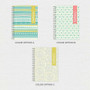 SparkGreetings® Tribal Mood Writing Journal, three color options with tribal patterns in teal, pink, and yellow.