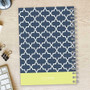 SparkGreetings® Simple Geometry Writing Journal, spiral-bound journal with navy blue cover featuring a white geometric pattern.