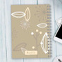 SparkGreetings® Deconstructed Nature Writing Journal, beige cover with white and light beige abstract floral and leaf designs.
