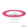 Spark & Spark Circles And Circles Pink Kids Plates, bright pink and white children's plate with colorful circle patterns and a smooth, rounded design.