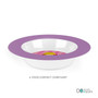 Spark & Spark Bubblegum Girl Kids Plates, white plate with a purple dotted rim and a pink and yellow center design.