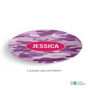 Spark & Spark Purple Camouflage Custom Plate for Girls, a purple camouflage themed plate with customized name Jessica in the center.