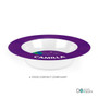 Spark & Spark Rocket Blast Kids Plates, a colorful children’s plate with a space theme featuring a purple rim and the name Camilla printed on it.