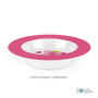 Spark & Spark Circles and Circles Pink Kids Bowl, a colorful children's bowl with a pink rim and playful circle design, food contact compliant.