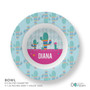 Spark & Spark Cactus Fiesta Kids Bowl, colorful plate featuring cactus designs and the name Diana.