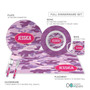 Spark & Spark Purple Camouflage Kids Bowl, side view of a purple camouflage children's bowl with personal name JESSICA in the center, part of a full dinnerware set including a plate, mug, placemat, and silverware.