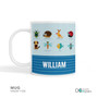Spark & Spark Animal ABC Blue Kids Bowl, personalized children's mug with colorful animal illustrations and the name William on a blue background.