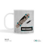 Spark & Spark Urban Skate Grey Kids Bowl Mug with skateboard graphic and customizable name lettering