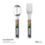 Spark & Spark Dragon Fire Personalized Boys Plate, stainless steel spoon and fork with dragon design and 'Michael' name on handles.