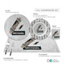 Spark & Spark Urban Skate Grey Personalized Boys Plate, full dinnerware set with skateboard design, includes a 10-inch diameter plate, 8.5-inch bowl, 11-ounce mug, and silverware with skateboard theme.