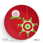 Spark & Spark The Piñata Tradition Holiday Placemat, red round placemat with a colorful piñata design and holiday-themed text.